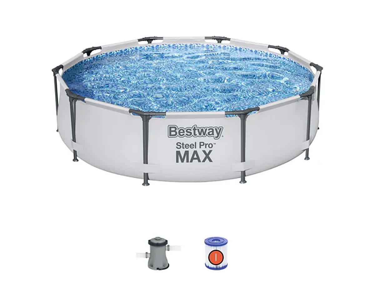 Bestway Round Frame Pool Set 10 ft × 30 in (56408) above-ground pool with what comes in the box