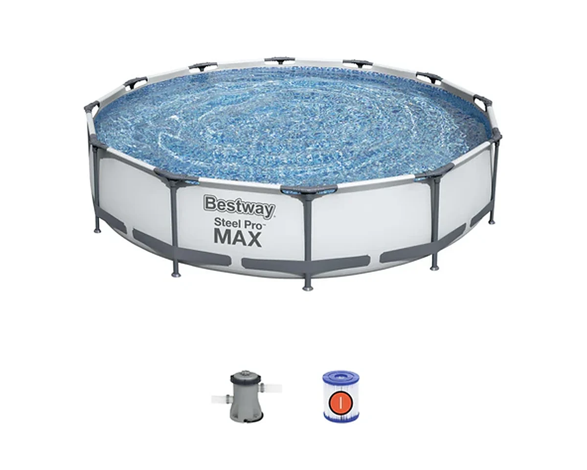 Bestway Round Frame Pool Set 12 ft × 30 in (56416) above-ground pool with what comes in the box