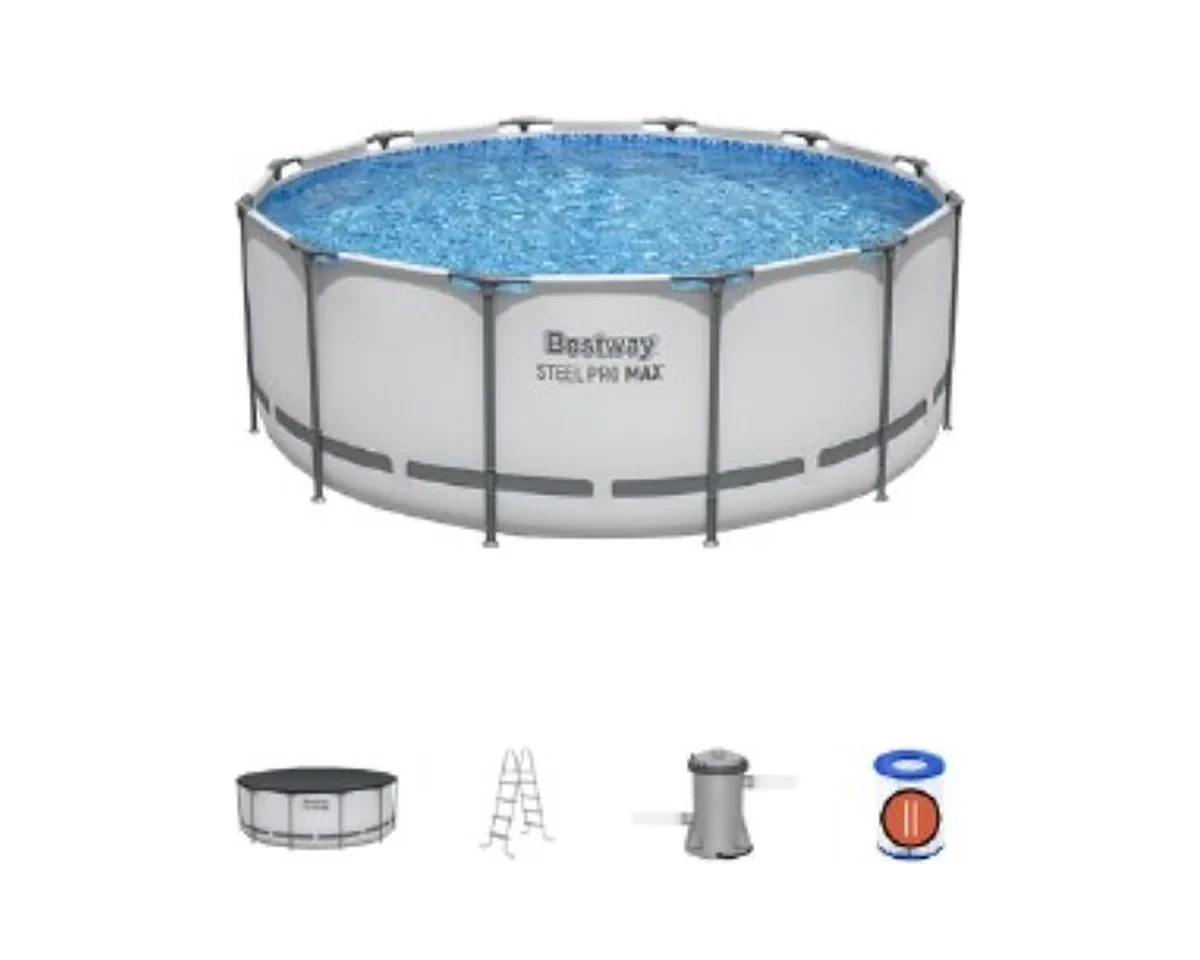 Bestway Round Frame Pool Set 12 ft × 4 ft (56420) above-ground pool with what comes in the box
